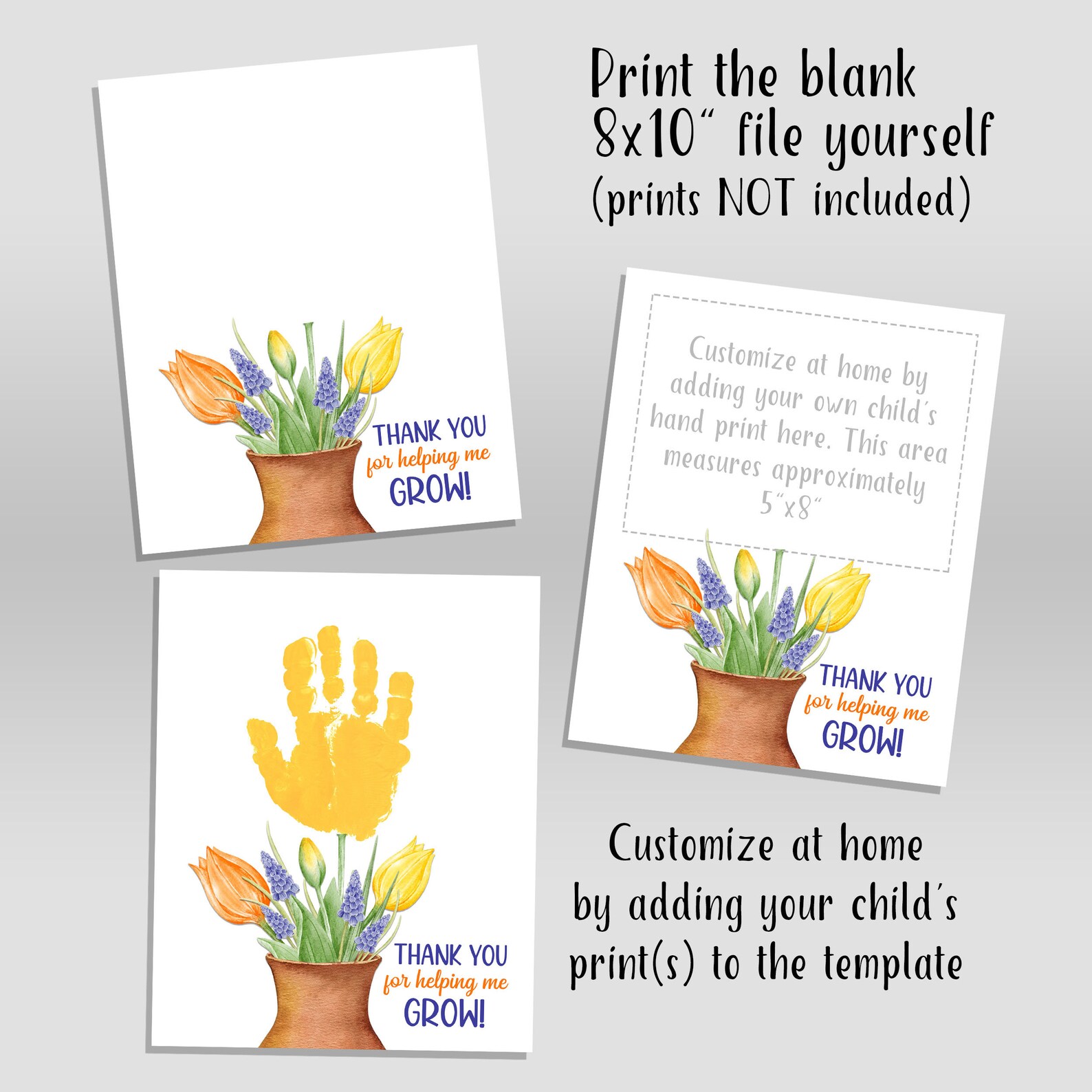 Thank You for Helping Me Grow Handprint Craft, Handprint Art Teacher ...