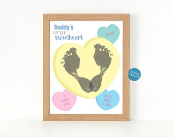 Valentines Day Handprint Art, Baby Handprint Craft for Dad, Kids Handprint Craft, Valentines Keepsake, Footprint Craft, Valentines activity