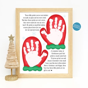 Poema de impressão de mão de Natal, Projeto de arte de impressão de mão para crianças, Kit de artesanato infantil Mittens DIY, Artesanato de Natal, Cartão para impressão, Lembrança infantil
