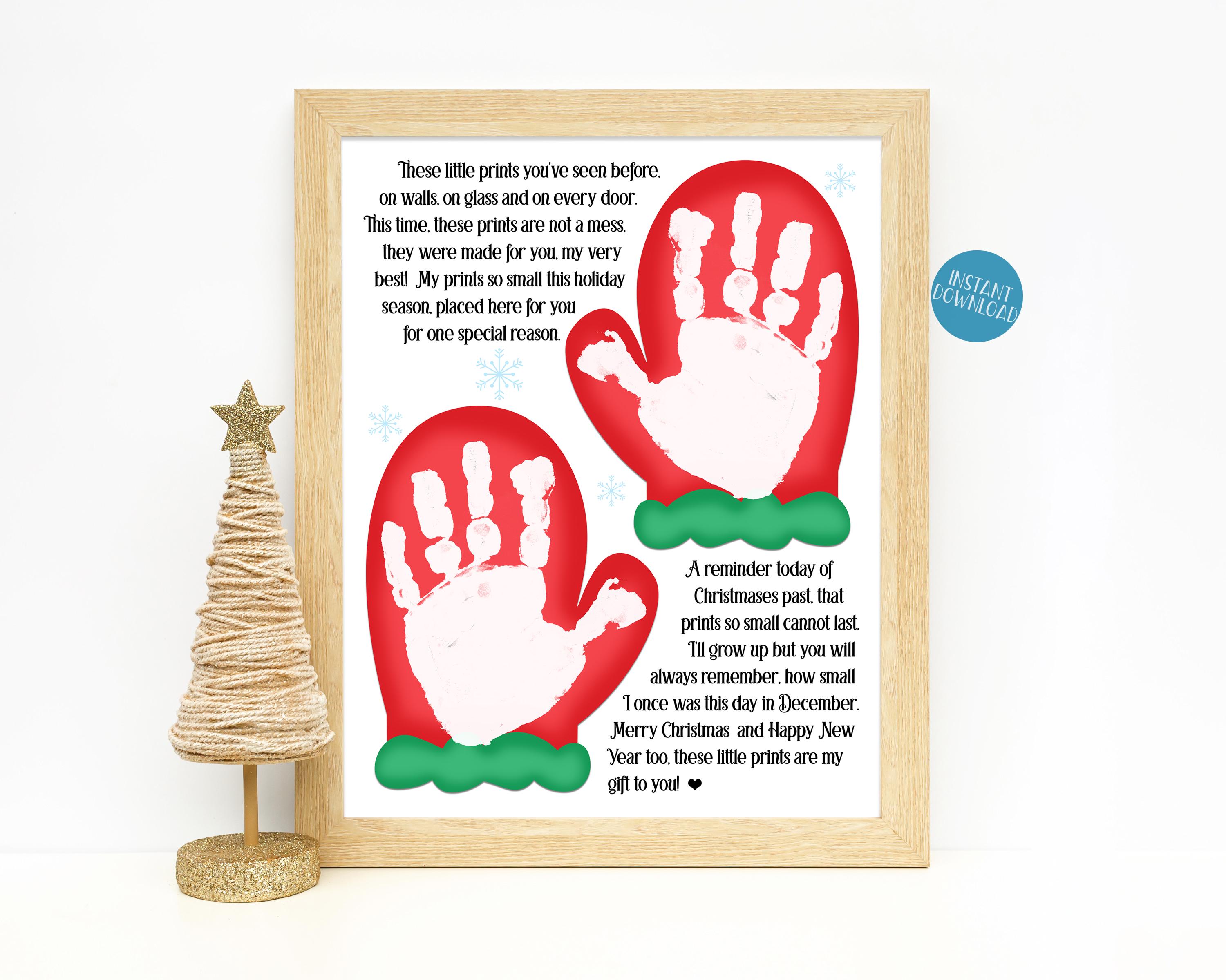 christmas handprint poem, handprint art project for toddlers