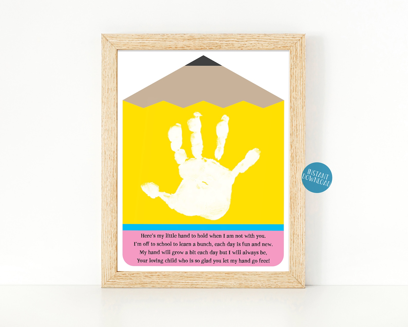Pencil Handprint Art, First Day of School Printable, Back to School ...