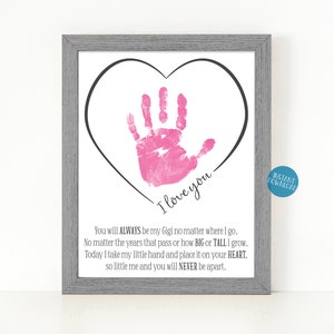 Regalo per Gigi, regali per Gigi dai nipoti, lavoretti fai da te per bambini, lavoretti con impronte delle mani, regalo per la festa della mamma, regalo artistico con impronte delle mani per la nonna, biglietto stampabile