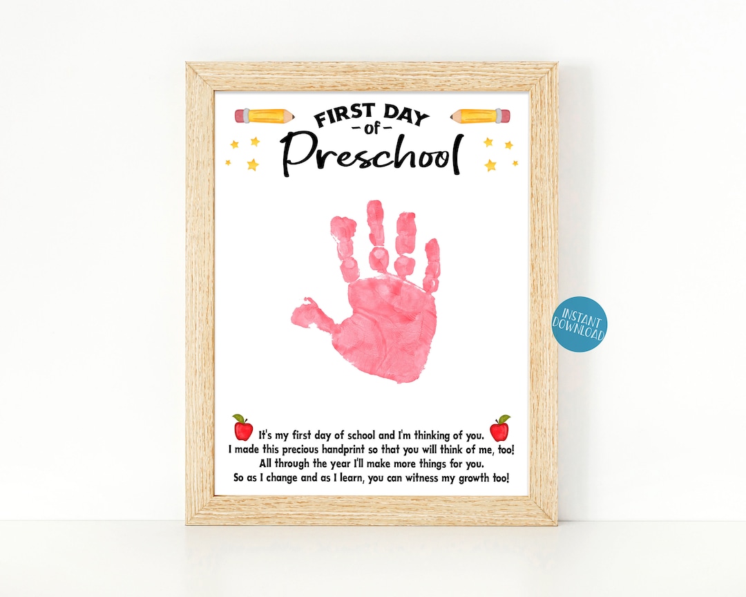 Back to School Poem Handprint Art, First Day of School Printable, DIY