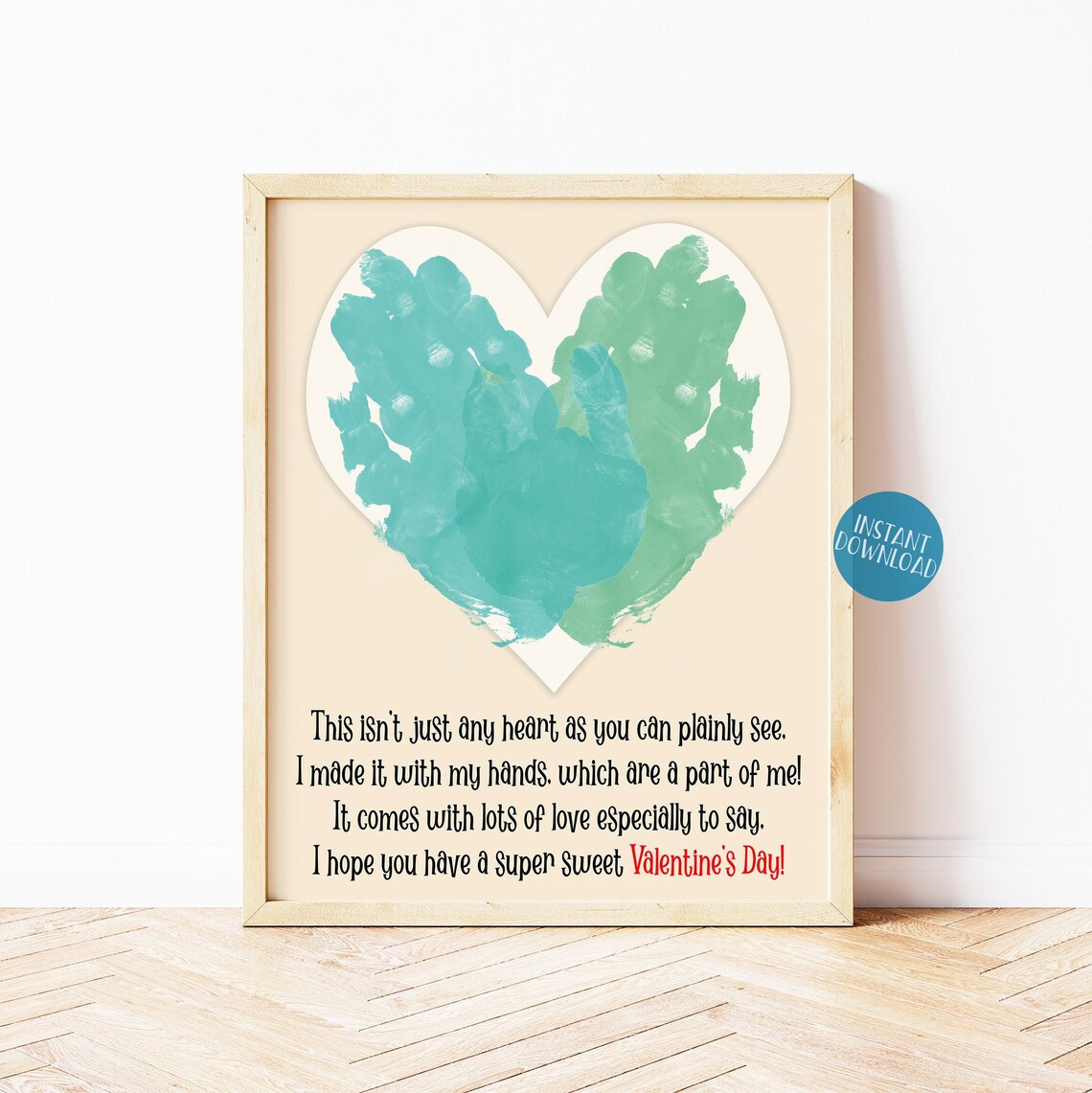 Valentine's Day Handprint Poem Handprint Heart Keepsake | Etsy