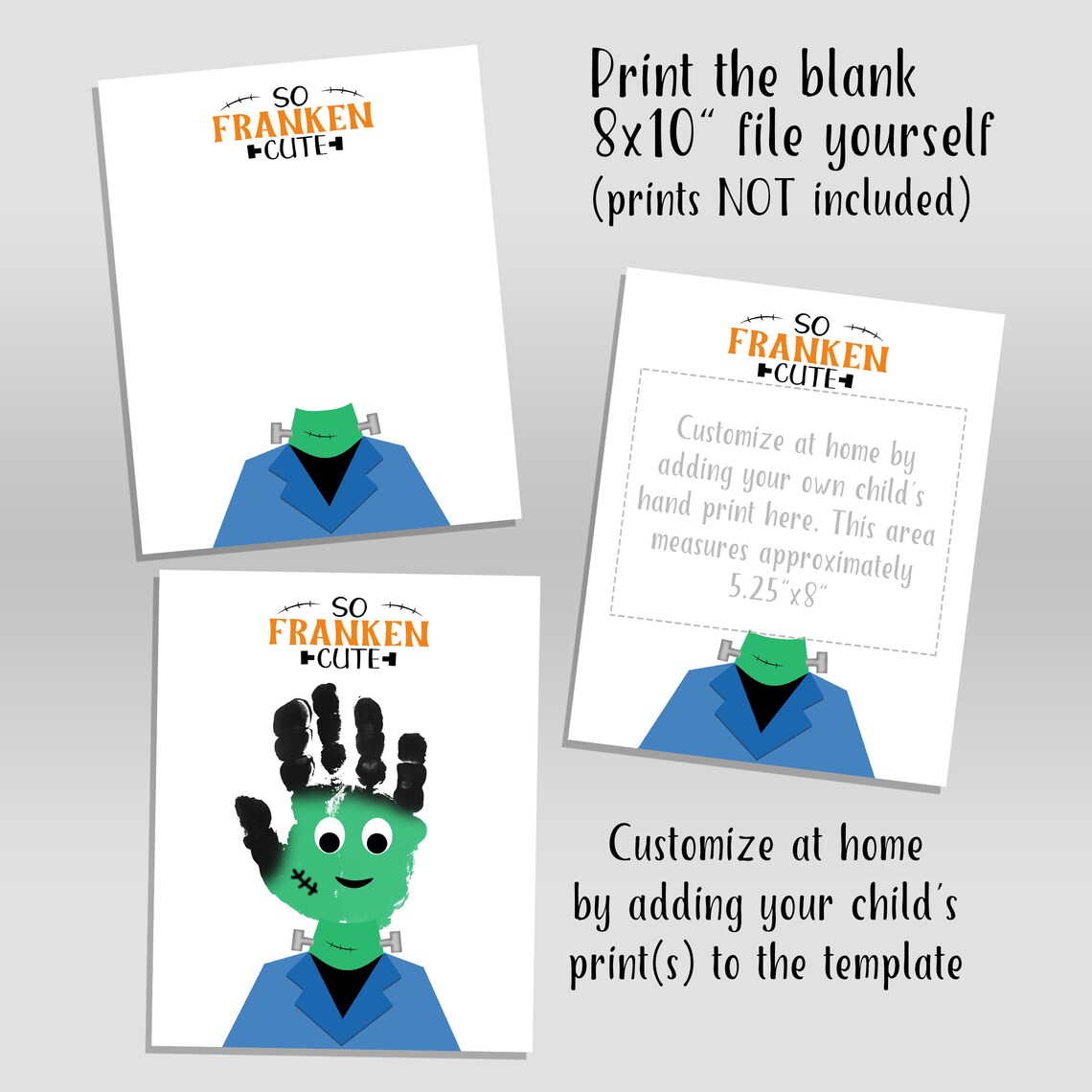 Frankenstein Handprint Art Halloween Craft for Kids Etsy