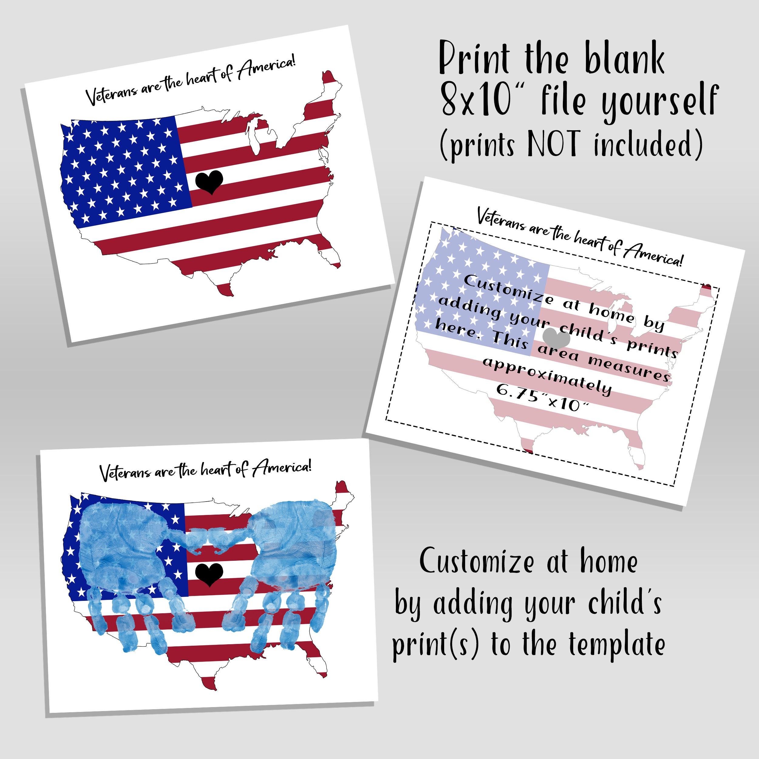 Veterans Day Handprint Art Project for Kids, Veteran Gift Idea, DIY ...