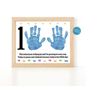 100th Day of School Handprint Art for Kids, 100 Days of School Handprint craft, 100th Day School Keepsake Poem, School Craft Project