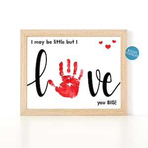 Valentinstag Handabdruck Kunst, Kinder Handabdruck Handwerk, druckbare Valentinstagskarte, Handabdrücke Kindertagesstätte Handwerk, personalisiertes Geschenk