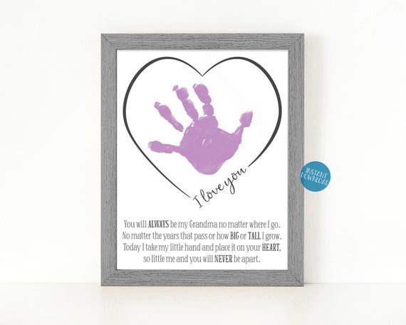 Grandma Gift, Gifts for Grandma from Grandkids, DIY Kid Craft, Handprint Art, Mother's Day Gift, Handprint Keepsake, Grandparents Day card