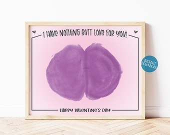 Valentine's Day Printable Card, DIY Valentines Day craft, DIY Kid Crafts, Baby Butt Print, Baby's First Valentine's Day, Baby Bum Keepsake