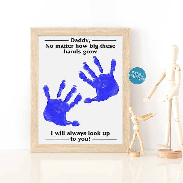 Gift for Dad, Handprint Art Dad Gift, Gift from Son, Printable card from Child, DIY Kid Craft, Toddler Handprint Art Project