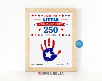 America 250 Years Handprint Keepsake, 250th Anniversary Handprint Art (Digital Download)