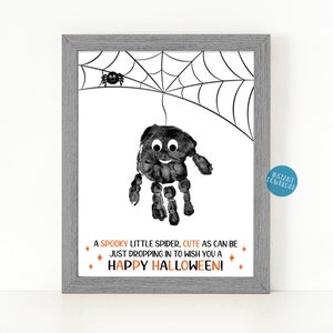 Spider Handprint Art, Halloween Handprint Craft for Kids, Handprint Keepsake Memory, Printable Halloween card, Spider poem art project