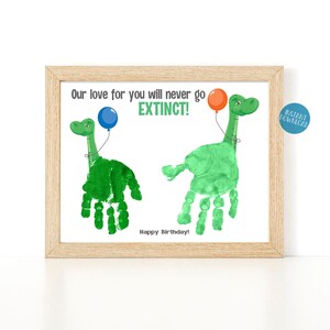 Printable Birthday card, Handprint Art, Dinosaur Handprint Craft, DIY Kids Craft, Handprint Keepsake, Love extinct Dino Card for Dad for Mom