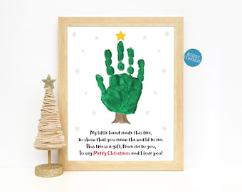 Christmas Tree Handprint Art project for kids, Handprint Craft Keepsake, Printable DIY Kid Craft Kit, Christmas craft Baby Toddler Hands
