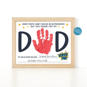 Super Dad Handabdruck Kunst, Vatertagsgeschenk, Geburtstagsgeschenk für Papa, Papa Geschenk vom Sohn, Handabdruck Handwerk Sentimental Geschenk, Geschenk von der Tochter