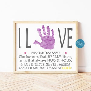 Arte com impressão de mão, presente para mamãe, Dia das Mães, artesanato de aniversário com impressão de mão, lembrança de impressão de mão, Dia dos Namorados, artesanato infantil faça você mesmo, cartão para impressão para mãe