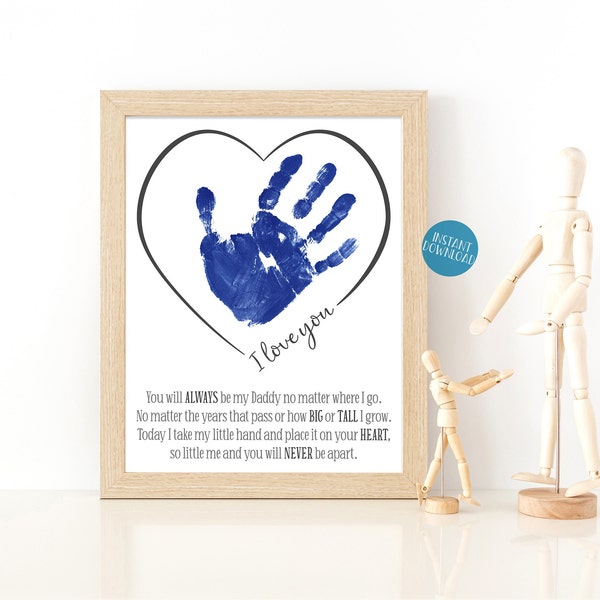 Dad Gift Handprint Craft, Gifts for Daddy from Daughter, Handprint Art Father's Day Gift, Handprint Keepsake, DIY Printable Birthday Card