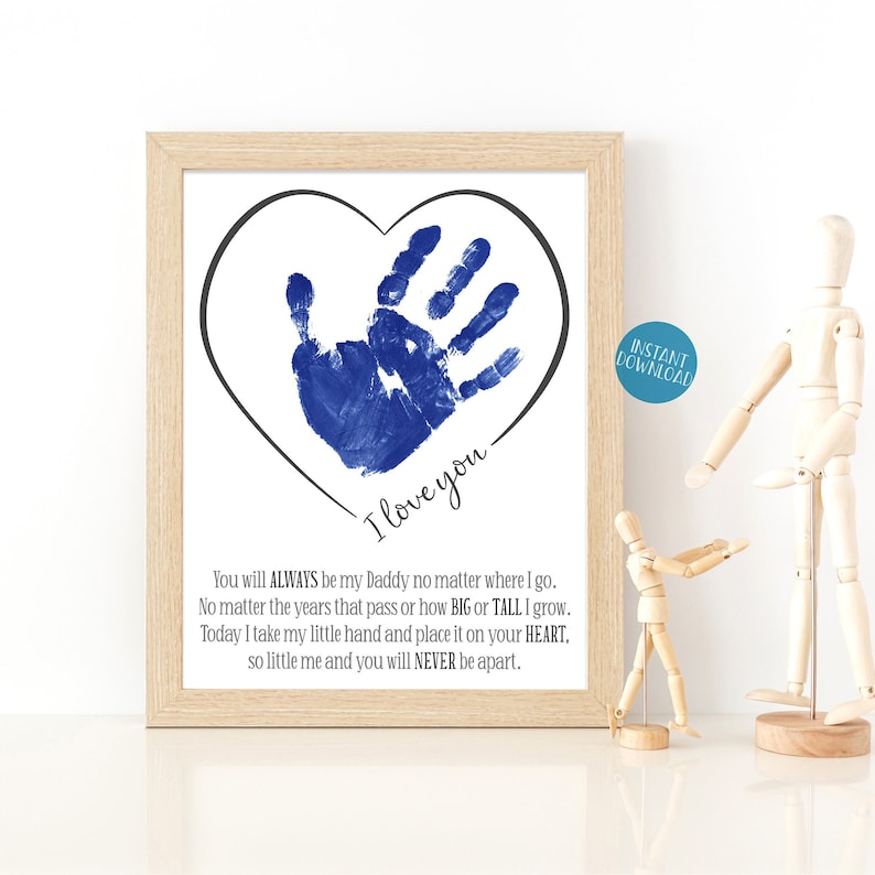 Dad Gift Handprint Craft, Gifts for Daddy from Daughter, Handprint Art Father's Day Gift, Handprint Keepsake, DIY Printable Birthday Card image 1