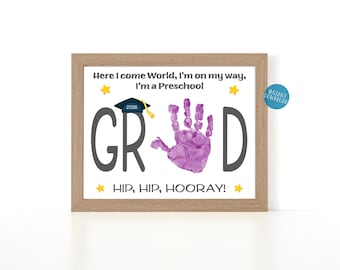 Preschool Graduation Keepsake, Handprint Art, DIY Kid Craft, Preschool Graduation Sign, PreK Graduation Certificate, Preschool Printable