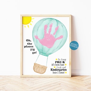 Oh the places you'll go Pre-K Graduation Handprint Art, DIY Kid Craft, Balloon Handprint craft, So long Preschool it's been fun image 1