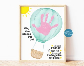 Oh the places you&#39;ll go Pre-K Graduation Handprint Art, DIY Kid Craft, Balloon Handprint craft, So long Preschool it&#39;s been fun