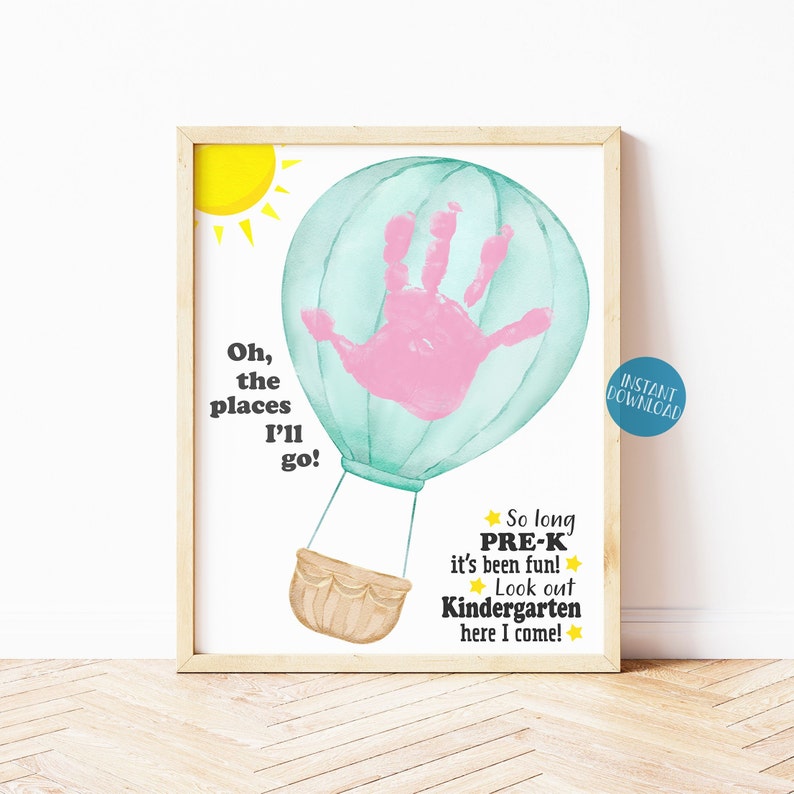 Oh the places you'll go Pre-K Graduation Handprint Art, DIY Kid Craft, Balloon Handprint craft, So long Preschool it's been fun image 1