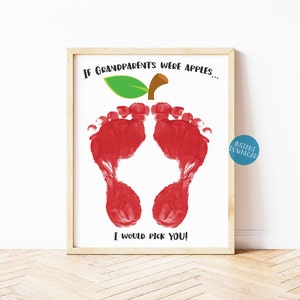 Grandparents Gift, Apple Footprint Art, Handprint Art Craft for Kids, DIY Kids Craft, Grandparents Day, Valentine's Day, Christmas Card