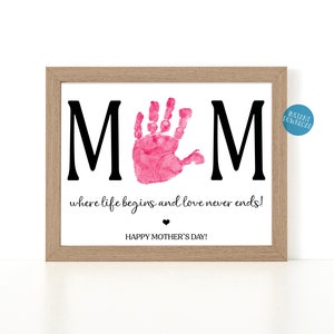 Mom Handprint Craft, Mother&#39;s Day Printable, Personalized gift for Mom, Baby Handprint Art Mothers Day gift, Mom gift from kid, New Mom gift
