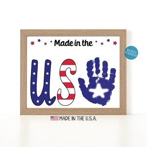 Made in the USA 4. Juli Handabdruck Handwerk, Juli Vierter Handabdruck Kunstprojekt für Kinder, Sommer Handwerk, DIY Kinder Basteln, Handabdruck Kleinkind