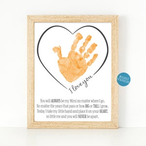 Cadeau Mimi, cadeaux petits-enfants pour Mimi, créations manuelles pour enfants, créations d'empreintes de main, cadeau de fête des mères, cadeau d'art empreinte de main pour grand-mère, carte imprimable