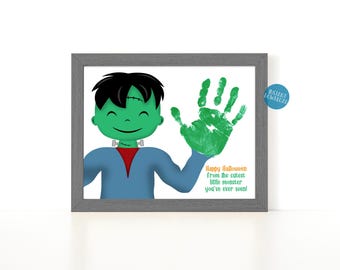 Halloween Handprint Craft for kids, Toddler Handprint Art Printable Halloween Card