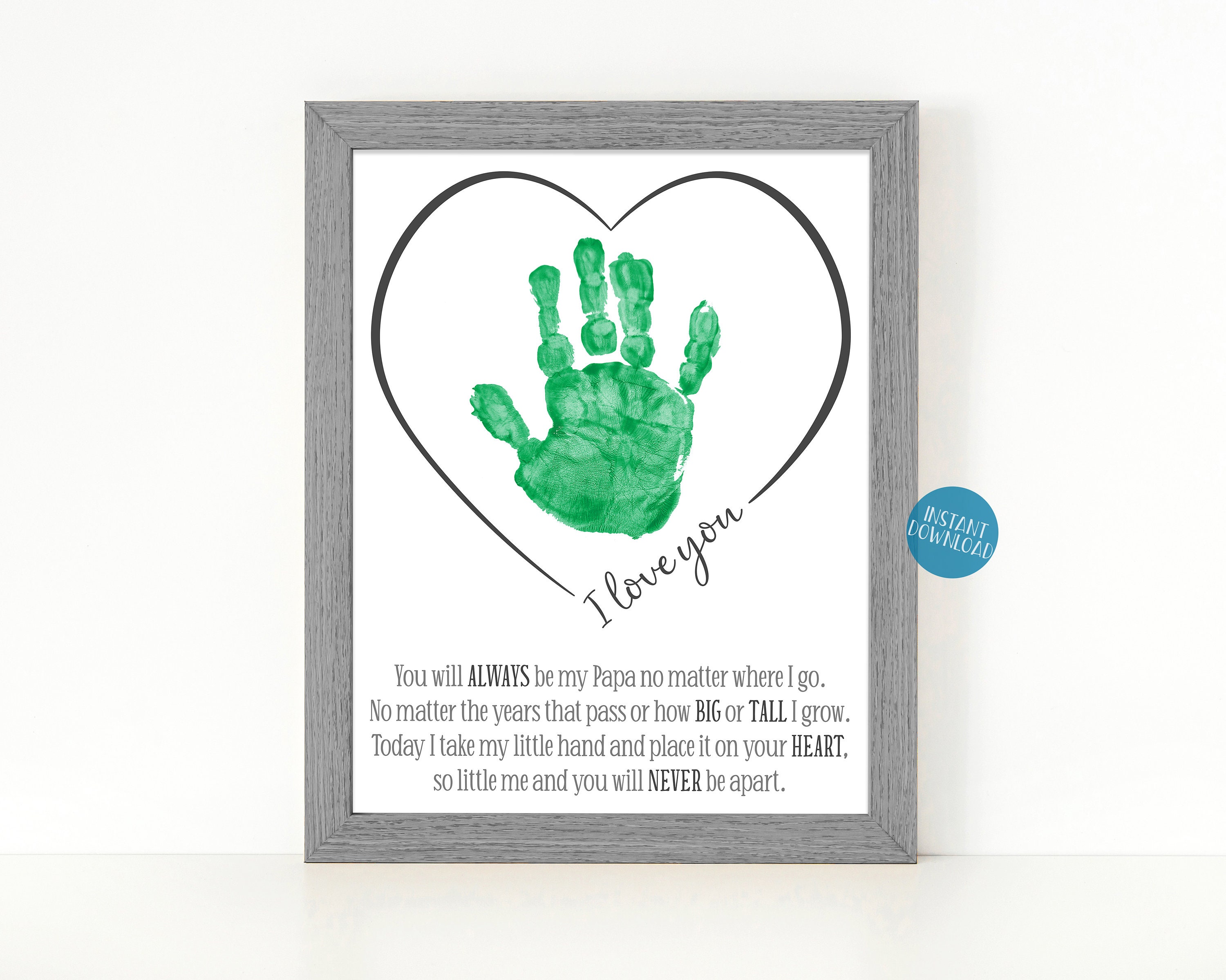 Papa Gift Handprint Craft, Gifts for Papa from Grandkids, Handprint Art Father's Day Gift, Handprint Keepsake, Printable Birthday Card