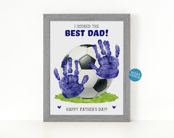 Fathers Day Soccer Handprint Art, Personalized Gift for Dad (Digital Download)