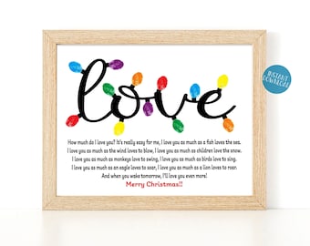 Merry Christmas Craft for Kids, Fingerprint Crafts, Printable Christmas Card, Thumbprint Xmas lights, DIY Kid Craft, Christmas Poem Keepsake