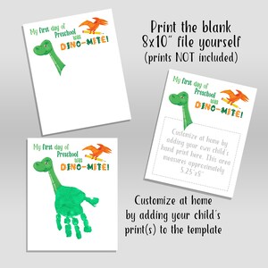 First Day of Preschool Handprint Art, Back to School Printable ...