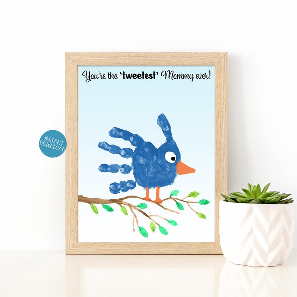 Bird Handprint Art Gift for Mom from Son, DIY Mother's Day Gift, Birthday gift for Mom, Handprint Craft, Handprint Keepsake, Valentine's Day