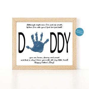 Father's Day Handprint Art, Dad Gift, DIY Kid Craft, Toddler Handprint Art, Gift from Daughter, Gift from Son, Daddy Poem Keepsake craft image 1