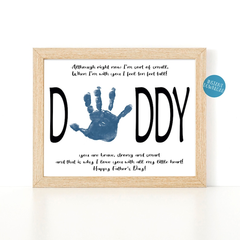 Father's Day Handprint Art, Dad Gift, DIY Kid Craft, Toddler Handprint Art, Gift from Daughter, Gift from Son, Daddy Poem Keepsake craft image 1