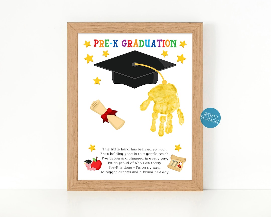 Graduation Cap Handprint Art, Pre K Graduation Keepsake Craft (digital ...