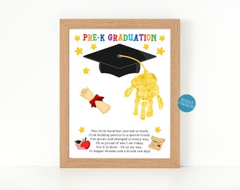 Graduation Cap Handprint Art, Pre K Graduation Keepsake Craft (Digital Download)