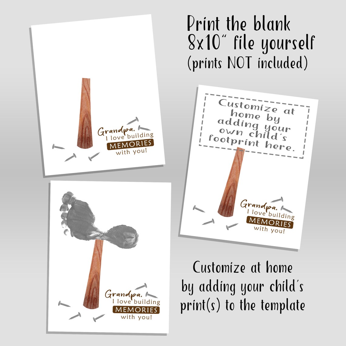 Hammer Footprint Art Project for Toddlers Gift for Grandpa Etsy