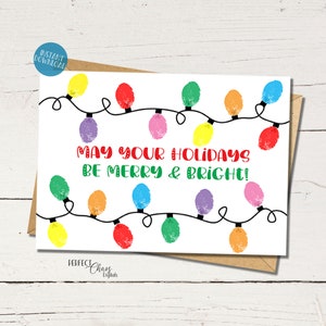 Cartão de Natal DIY para impressão, artesanato com impressão digital para crianças, cartão de Natal para crianças, atividade de Natal para crianças, artesanato com impressão digital de Natal