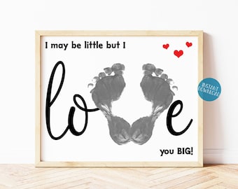 Valentine's Day Footprint Art, Baby Feet Keepsake, Printable Valentines Day Card, DIY Kids Craft, Baby Footprint Art, Love Footprint Heart