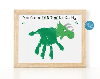 Regalo de cumpleaños para papá, arte con huella de mano, artesanía con huella de dinosaurio, regalo para esposo, regalo de niños, regalo para papá, recuerdo de huella de mano
