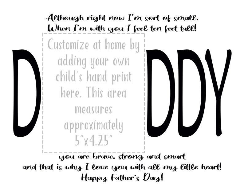 Father's Day Handprint Art, Dad Gift, DIY Kid Craft, Toddler Handprint Art, Gift from Daughter, Gift from Son, Daddy Poem Keepsake craft image 3