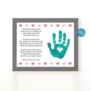 Valentinstag Handabdruck Kunstprojekt für Kinder, Baby Handabdruck Handwerk, Valentinstag Andenken Gedicht, Karte für Papa Mama, personalisiertes Geschenk