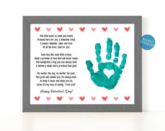 Valentines Day Handprint Art Project for Kids, Baby Handprint Craft, Valentine's Day Keepsake poem, Card for Dad Mom, Personalized Gift