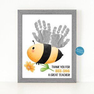 Créations artisanales d'empreintes de main d'abeille pour les enfants, cadeau de remerciement pour professeur d'art empreinte de main, cadeau unique pour professeur, carte imprimable de fin d'année pour professeur, meilleur professeur