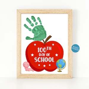 100 Days of School Activity Handprint Art for Kids, 100th Day Handprint craft, 100th Day of School Handprints, Kindergarten Preschool Craft